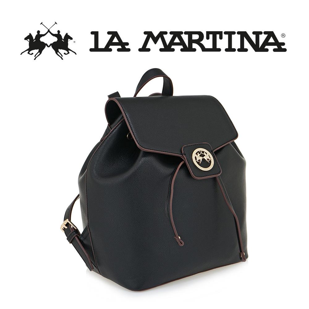 【LA MARTINA】義大利原裝進口 頂級皮革後背包 經典黑(LMZA01862P)