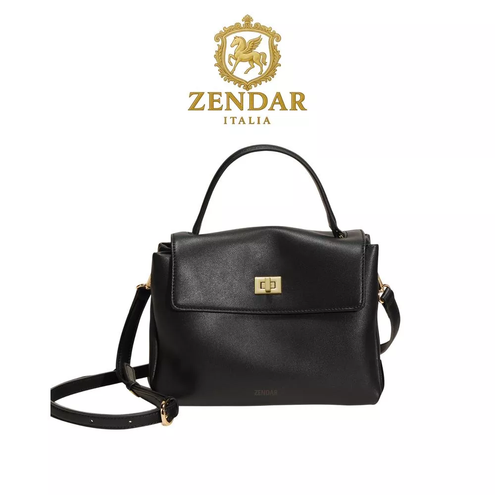 【ZENDAR】頂級小牛皮手提包肩背包 喬伊系列 (黑色)