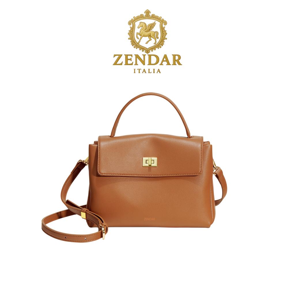 【ZENDAR】頂級小牛皮手提包肩背包 喬伊系列 (琥珀色)