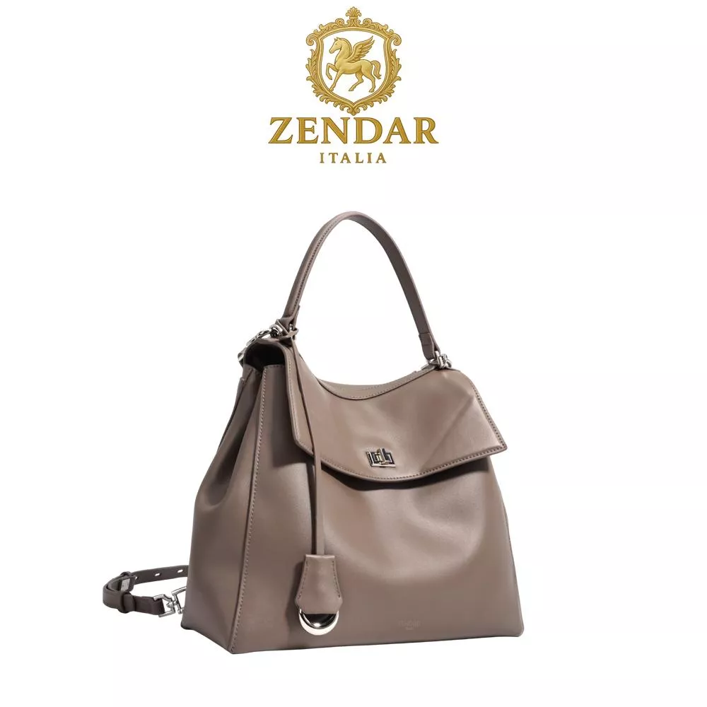 【ZENDAR】頂級小牛皮手提包後背包 亞朵系列 (大象灰)