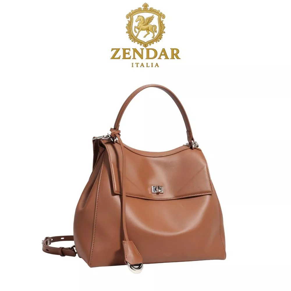 【ZENDAR】限量1折 頂級小牛皮手提包後背包 亞朵系列 全新專櫃展示品 (琥珀色)