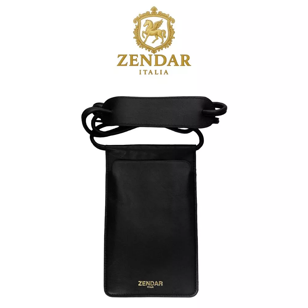 【ZENDAR】超柔軟頂級小羊皮手機包 夏洛特系列 (黑色 送禮盒提袋)