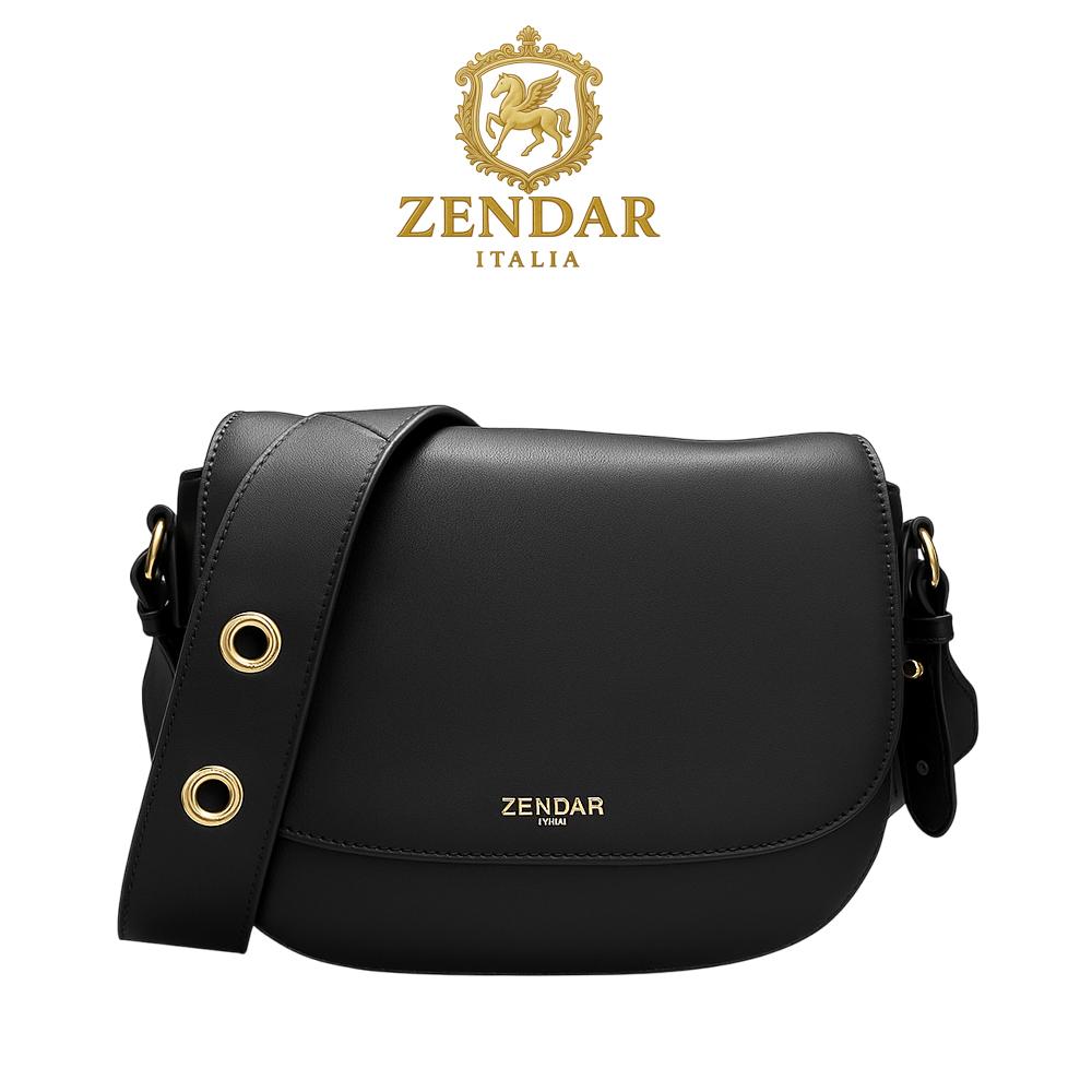 【ZENDAR】頂級小牛皮肩背包側背包 瓦妮莎系列 (黑色)