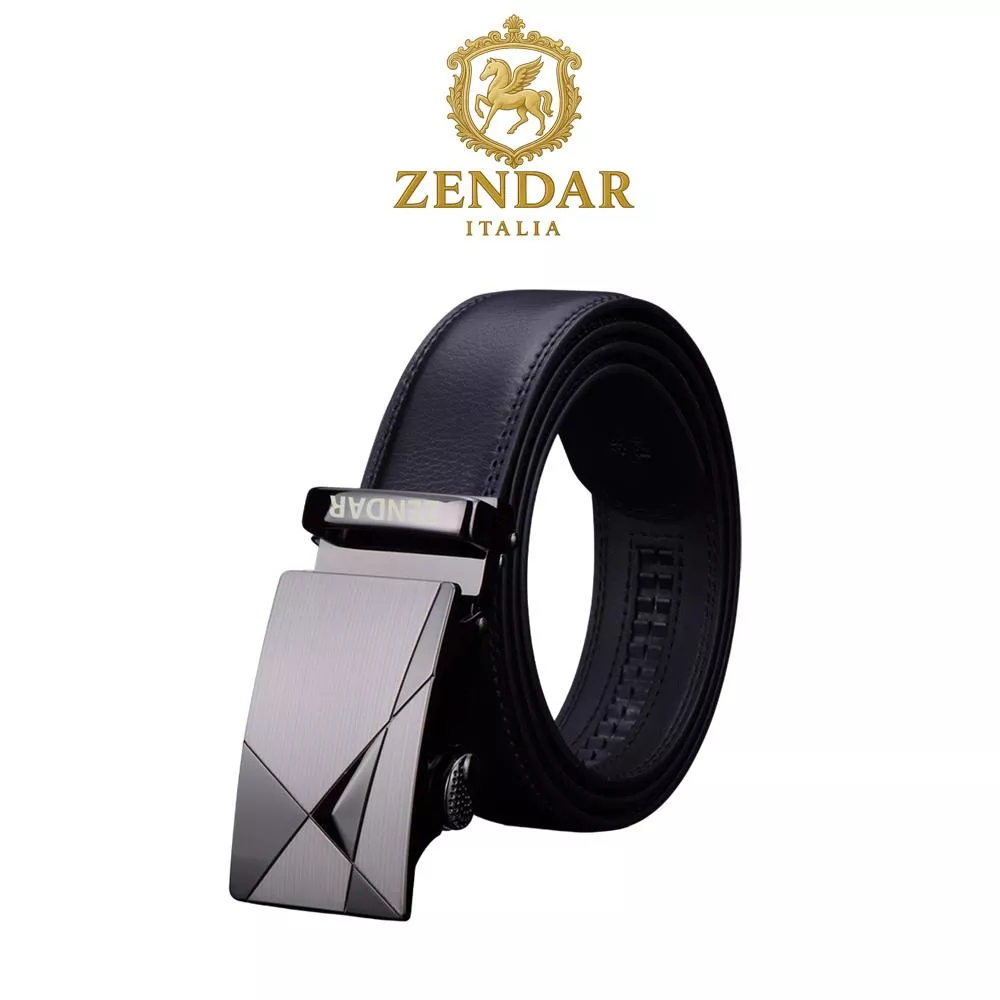 【ZENDAR】頂級小牛皮皮革自動扣頭男用皮帶