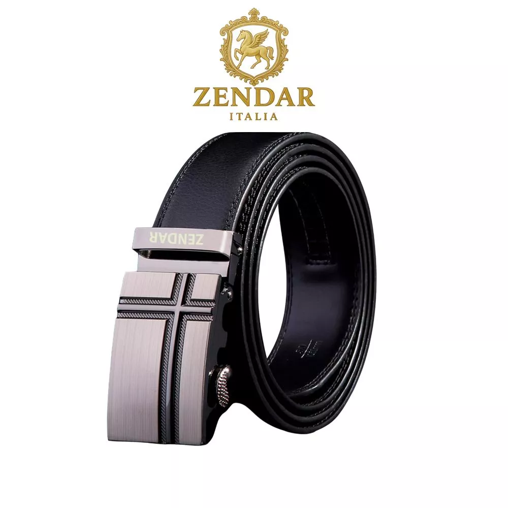 【ZENDAR】頂級小牛皮皮革自動扣頭男用皮帶