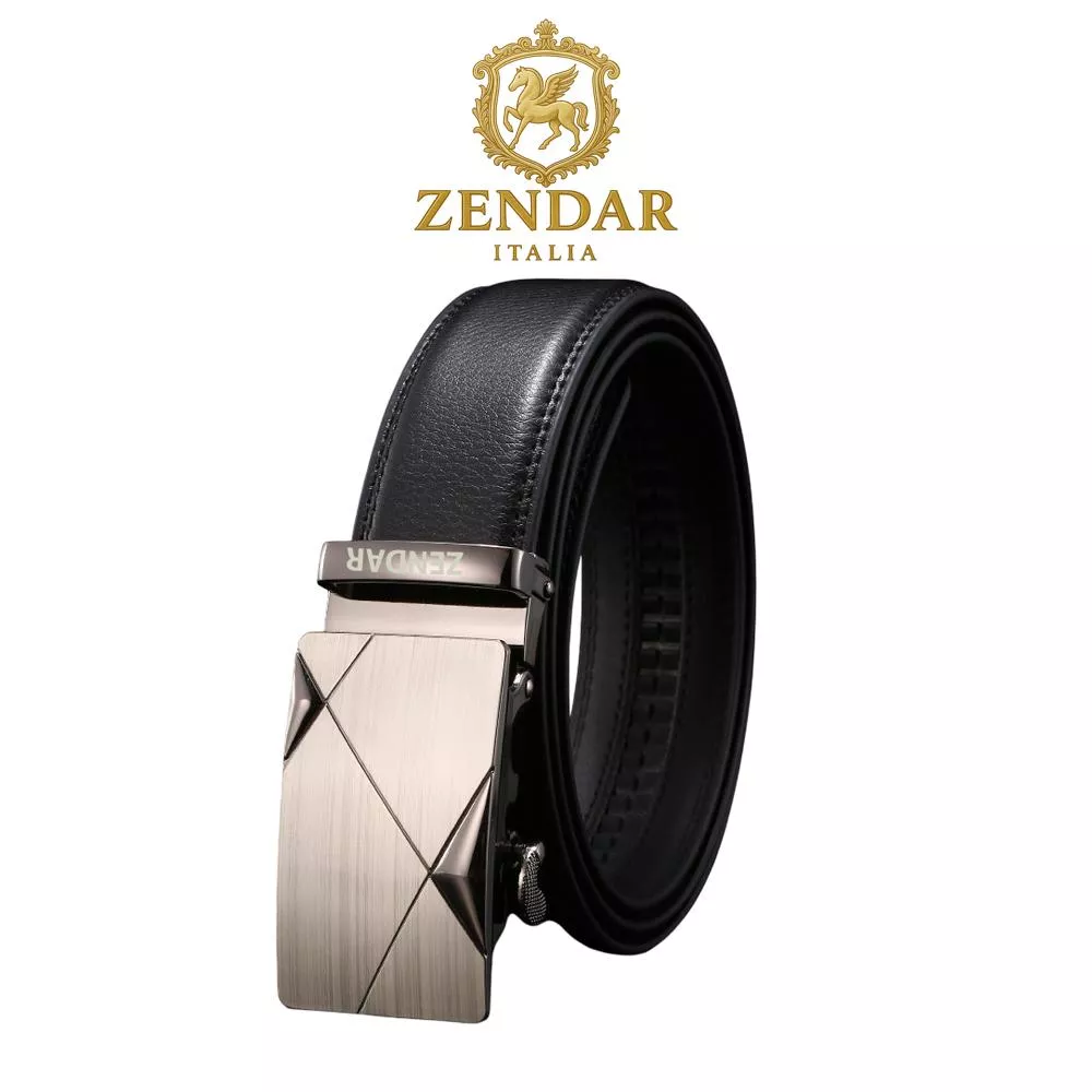 【ZENDAR】頂級小牛皮皮革自動扣頭男用皮帶