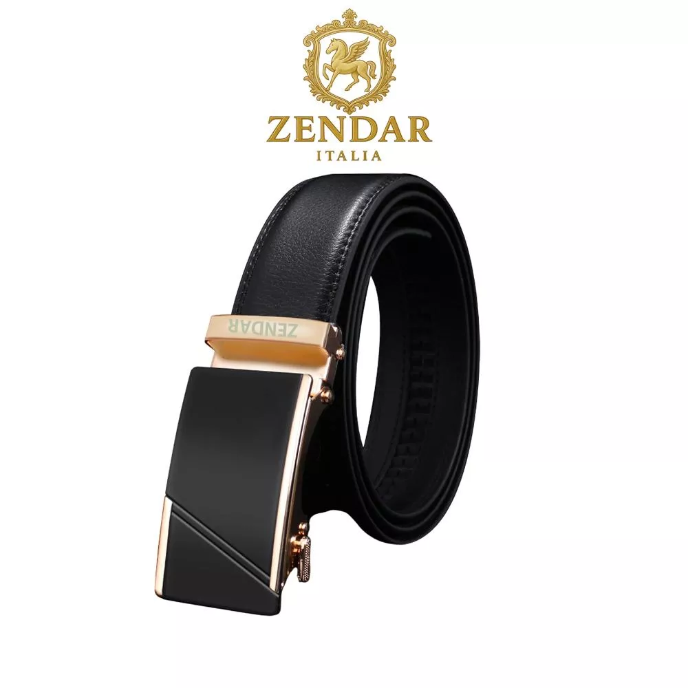 【ZENDAR】限量2折 頂級小牛皮皮革自動扣頭男用皮帶 全新專櫃展示品