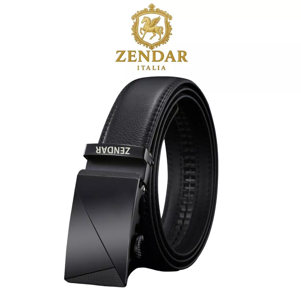 【ZENDAR】頂級小牛皮皮革自動扣頭男用皮帶