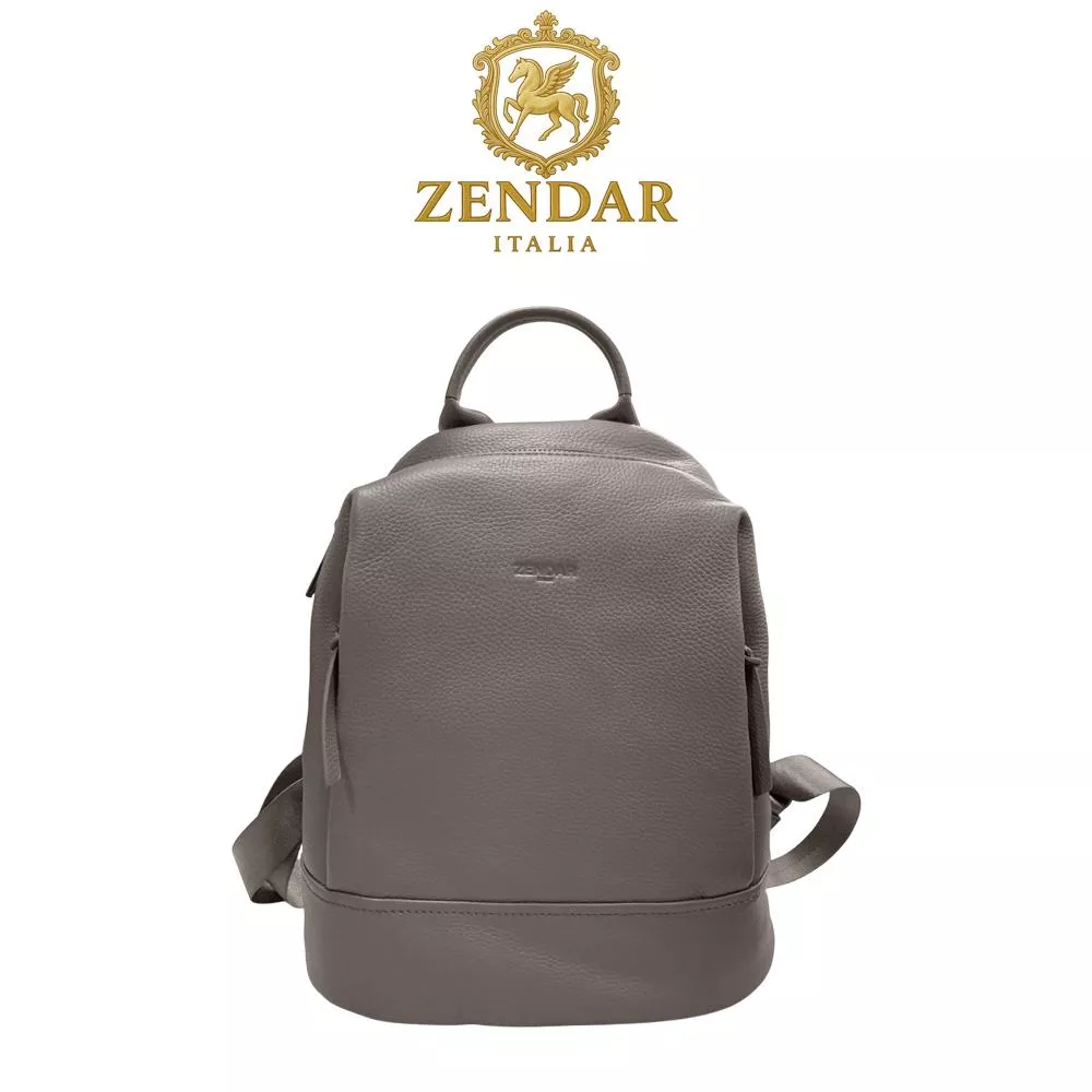 【ZENDAR】頂級小牛皮防盜後背包 阿黛爾系列 (大象灰)