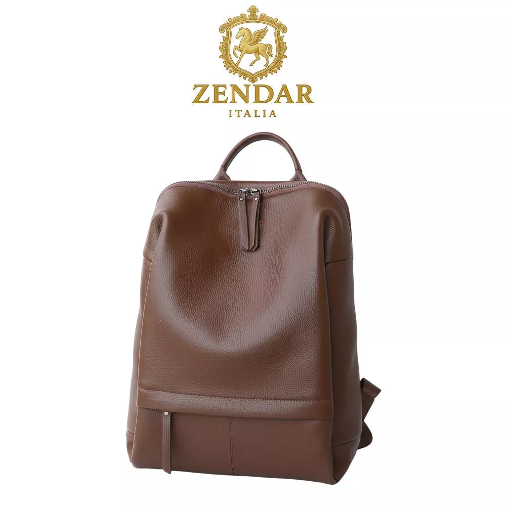 【ZENDAR】頂級小牛皮防盜後背包 瑪雅系列 (咖啡色)