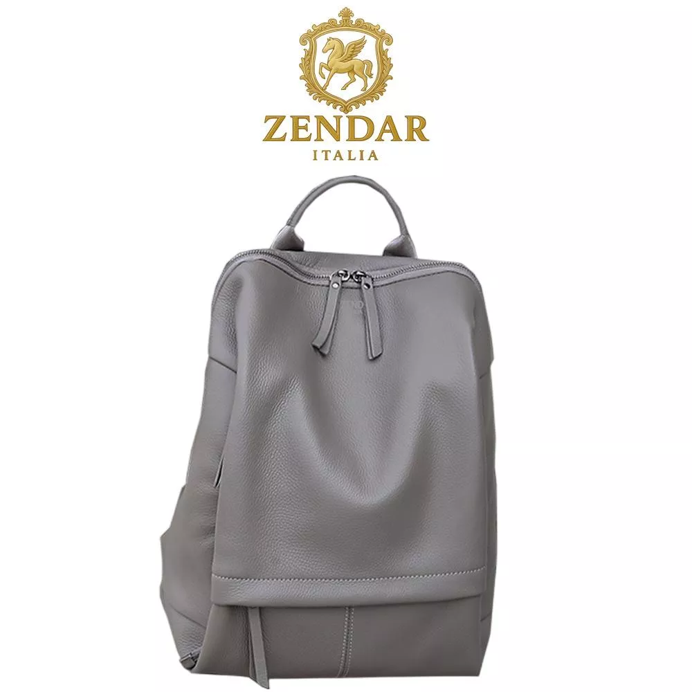 【ZENDAR】頂級小牛皮超柔軟後背包 瑪雅系列 (大象灰)