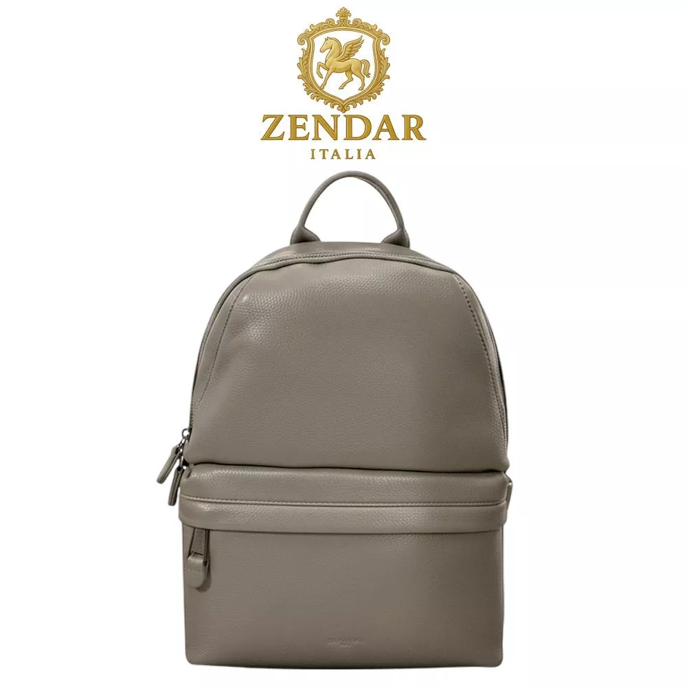 【ZENDAR】限量1折 頂級小牛皮超柔軟後背包 愛瑪系列 全新專櫃展示品 (大象灰)