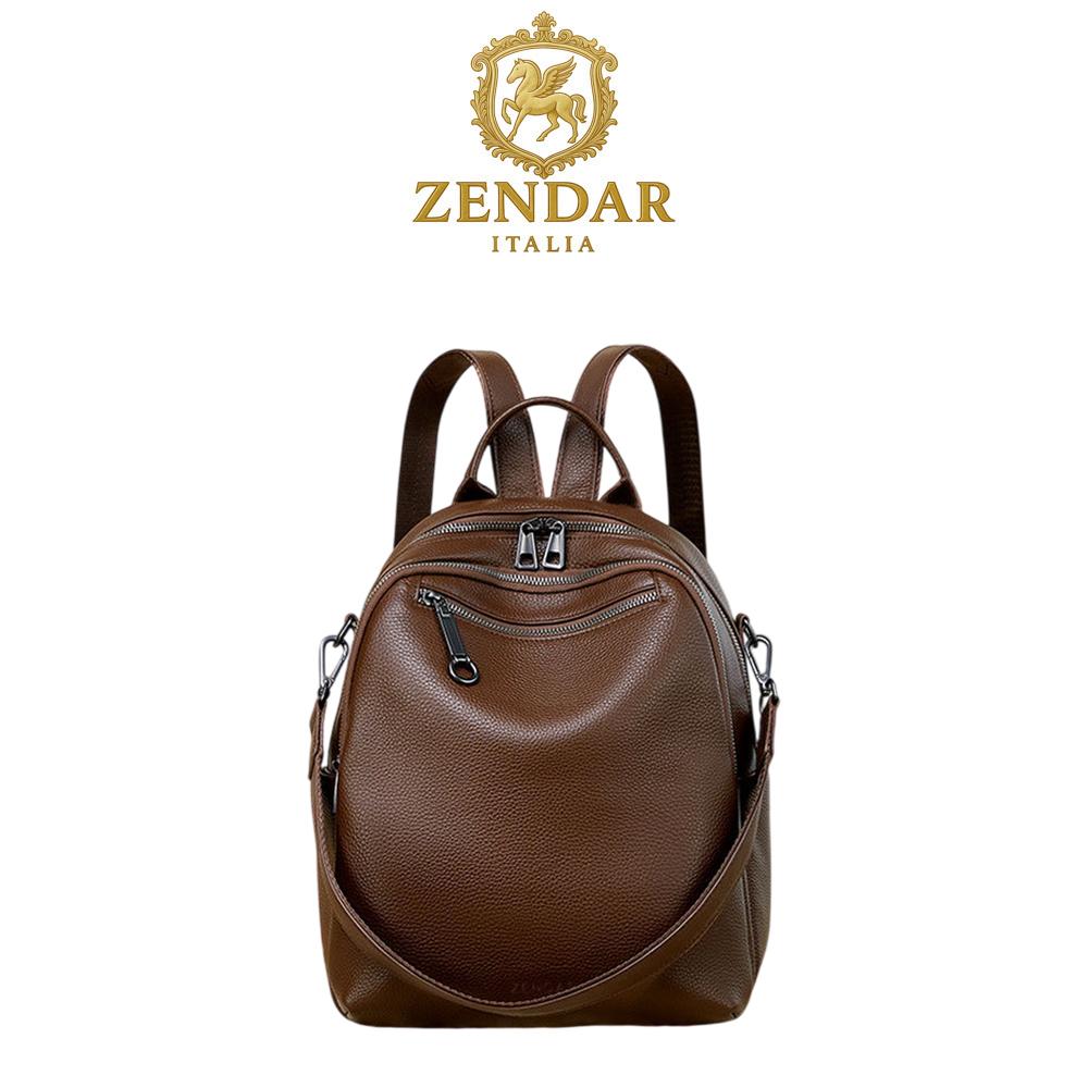 【ZENDAR】限量1折 頂級小牛皮超柔軟後背包 芮恩系列 全新專櫃展示品 (咖啡色)