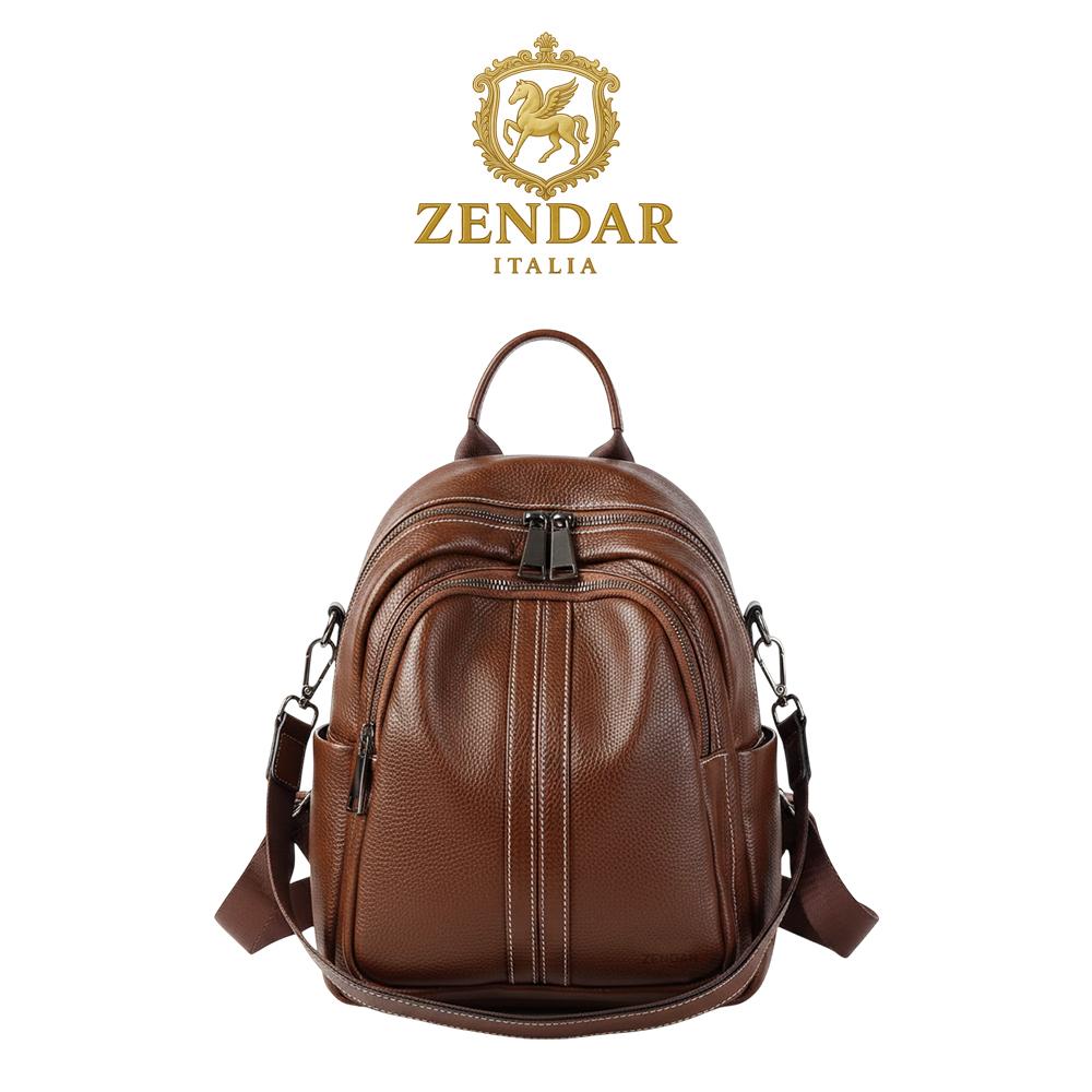 【ZENDAR】限量1折 頂級小牛皮超柔軟後背包 艾莉克斯系列 全新專櫃展示品 (咖啡色)