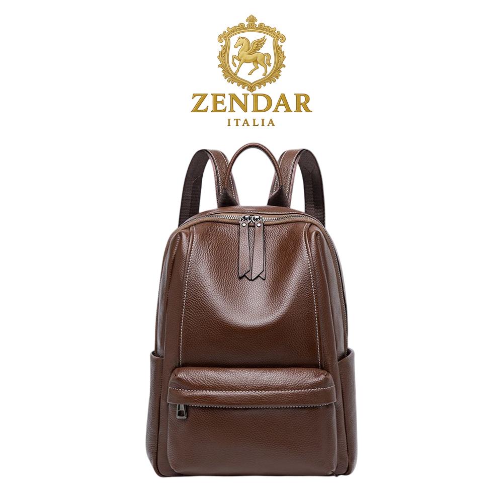 【ZENDAR】頂級小牛皮超柔軟後背包 索倫系列 (咖啡色)