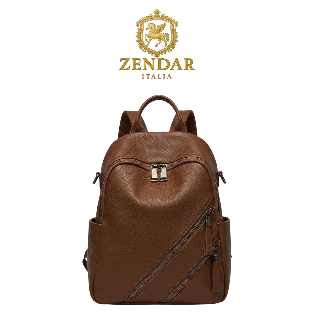 【ZENDAR】頂級小牛皮超柔軟後背包 蕾娜系列 (咖啡色)