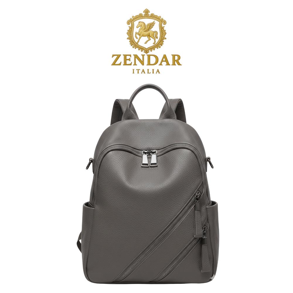 【ZENDAR】限量1折 頂級小牛皮超柔軟後背包 蕾娜系列 全新專櫃展示品 (大象灰)
