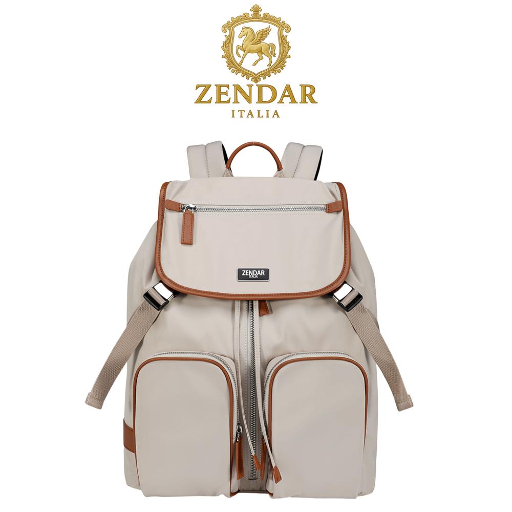 【ZENDAR】 限量3折 頂級高彈性防潑水休閒旅行後背包 瓦倫系列 全新專櫃展示品 米白色