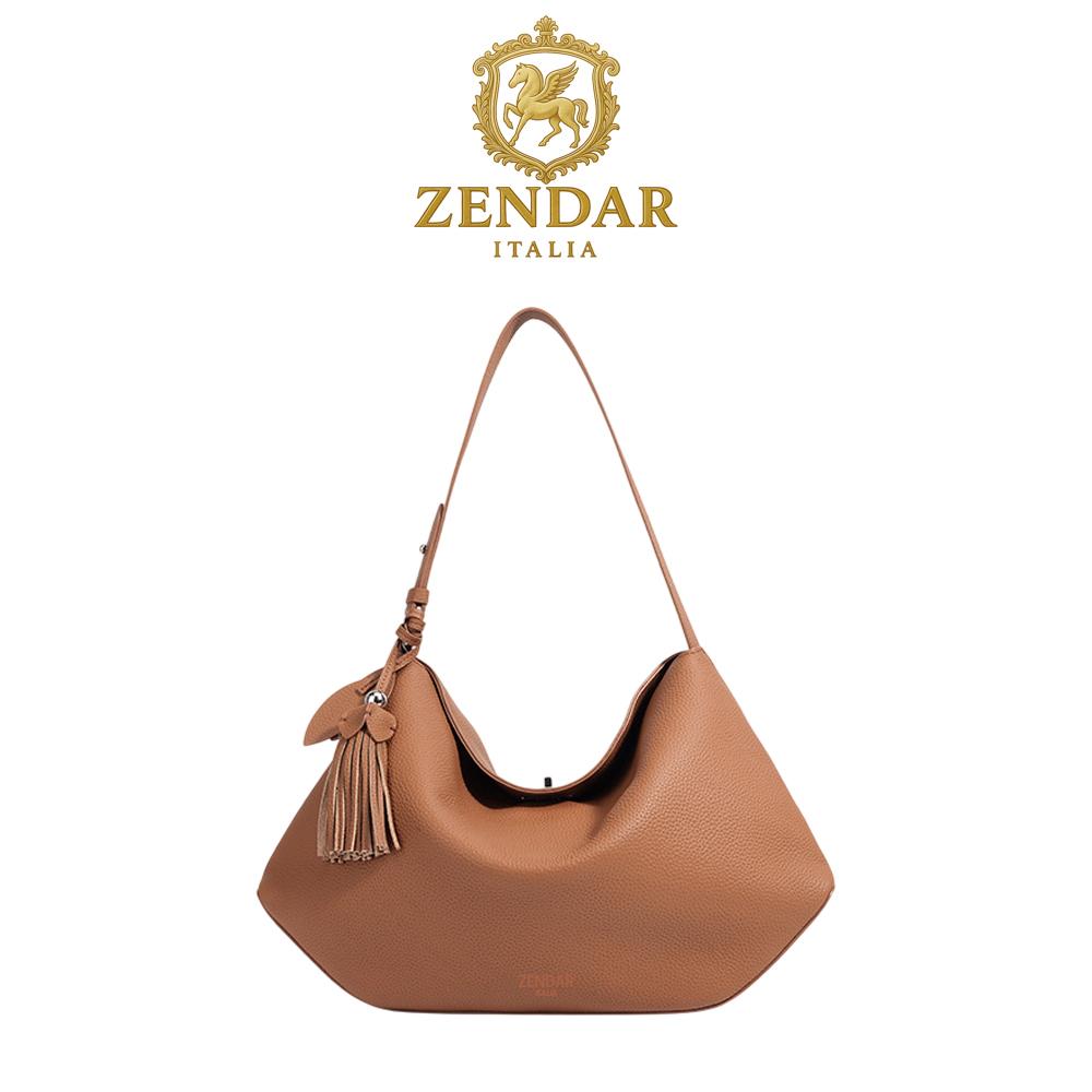 【ZENDAR】限量1折 頂級小牛皮托特包肩背包 茉莉系列 全新專櫃展示品 (金棕色)