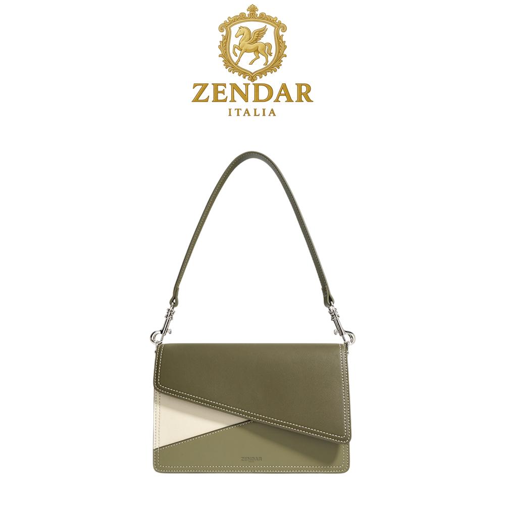 【ZENDAR】限量1折 頂級小牛皮肩背包 PUZZLE系列 全新專櫃展示品 (綠色)