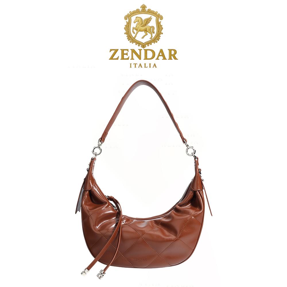 【ZENDAR】限量1折 頂級小牛皮肩背包 奇亞拉系列 全新專櫃展示品 (金棕色)