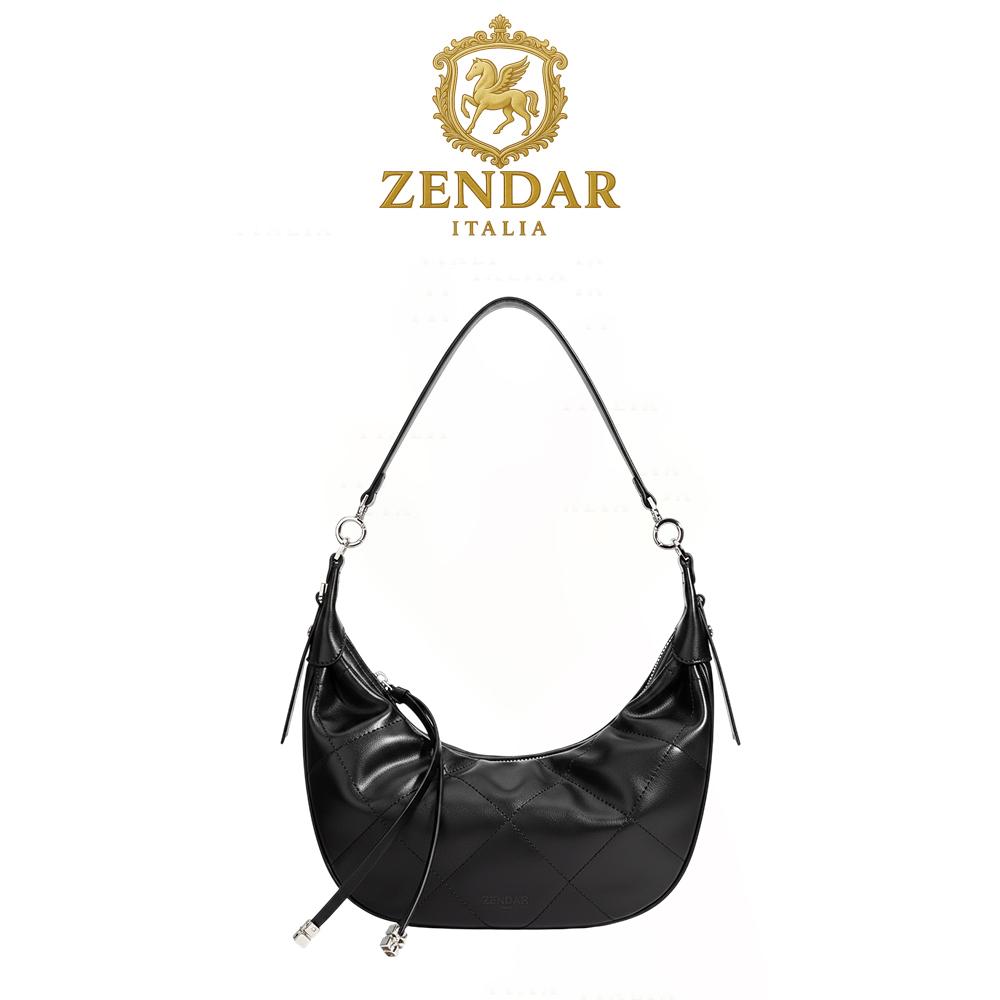 【ZENDAR】限量1折 頂級小牛皮肩背包 奇亞拉系列 全新專櫃展示品 (黑色)