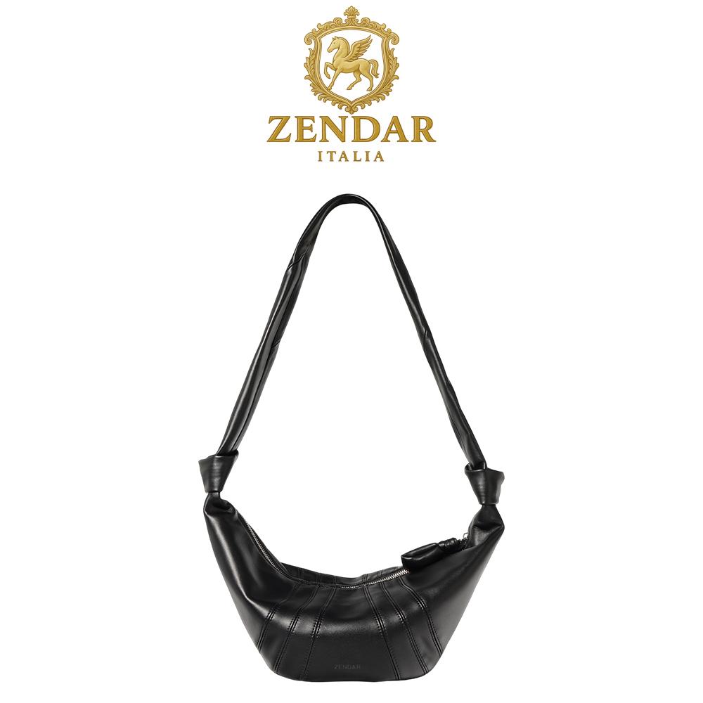 【ZENDAR】限量1折 頂級小牛皮肩背包 雲朵系列 全新專櫃展示品 (黑色)