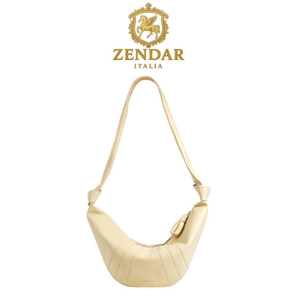 【ZENDAR】限量1折 頂級小牛皮肩背包 雲朵系列 全新專櫃展示品 (奶茶色)