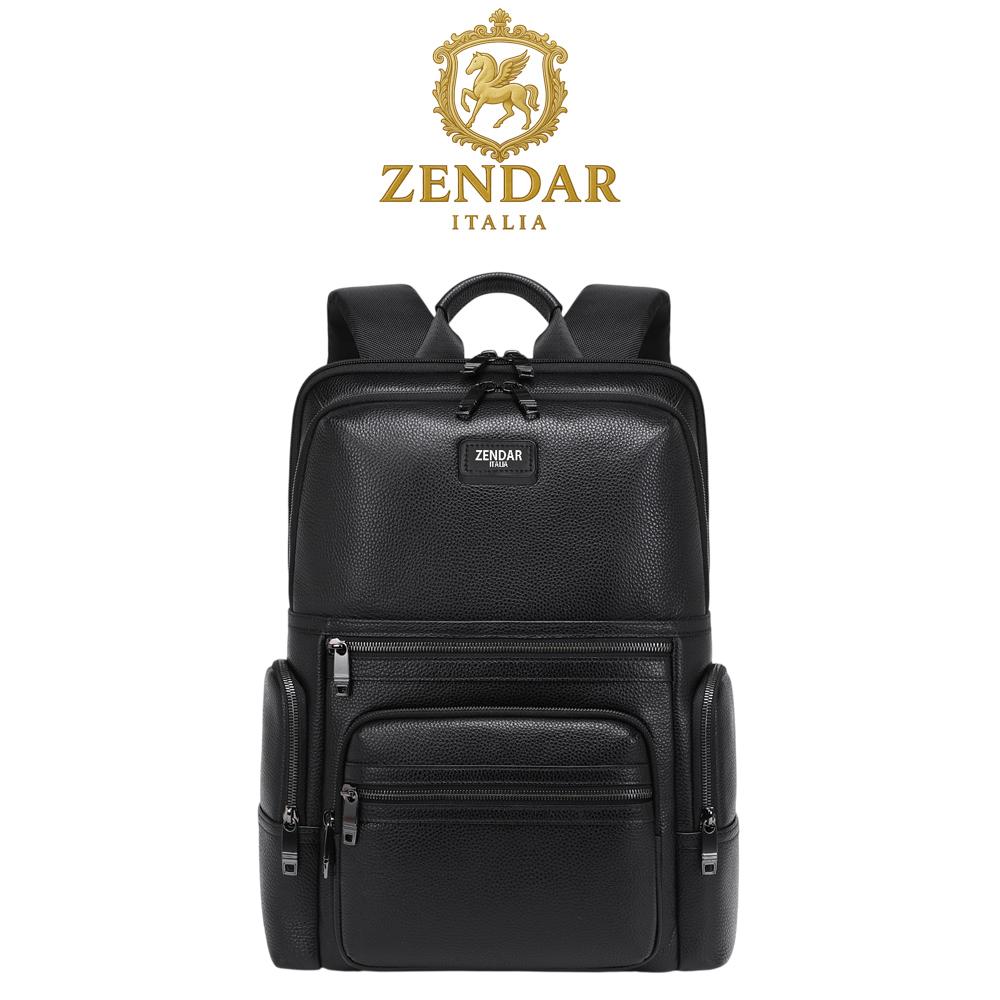 【ZENDAR】限量1折 頂級小牛皮商務休閒電腦後背包 查爾斯系列 全新專櫃展示品