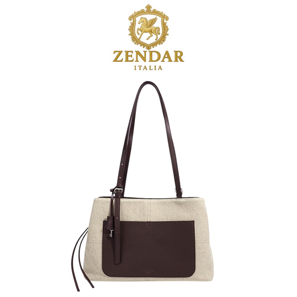 【ZENDAR】限量2折 時尚托特包肩背包 嘉娜系列 全新專櫃展示品 (咖啡色)