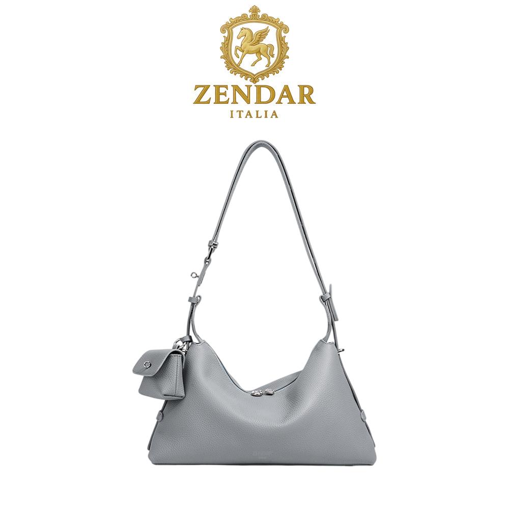 【ZENDAR】限量1折 頂級小牛皮肩背包 露琪系列 全新專櫃展示品 (蘇格蘭灰)