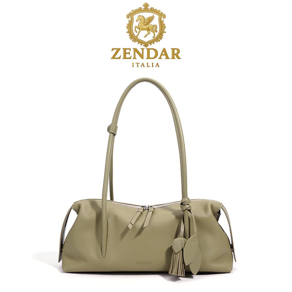 【ZENDAR】限量1折 頂級小牛皮肩背包 斯佩II系列 全新專櫃展示品 (鼠尾草綠)