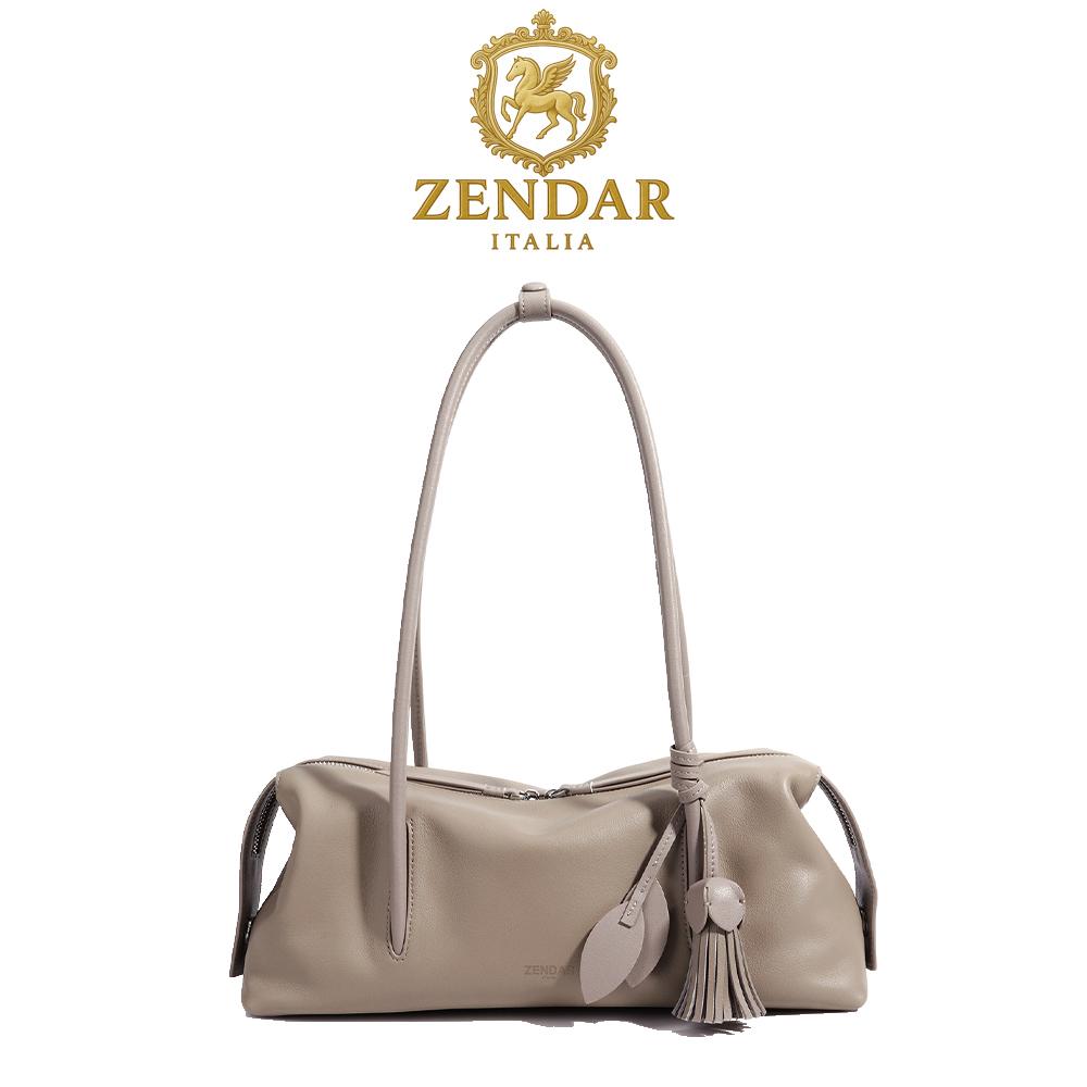 【ZENDAR】限量1折 頂級小牛皮肩背包 斯佩II系列 全新專櫃展示品 (大象灰)