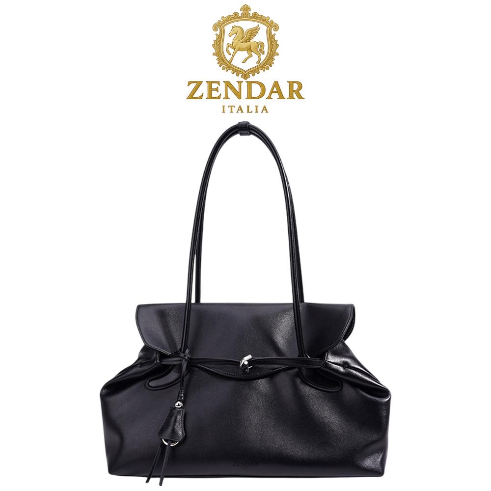 【ZENDAR】限量1折 頂級小牛皮托特包手提包 賈桂琳系列 全新專櫃展示品 (黑色)