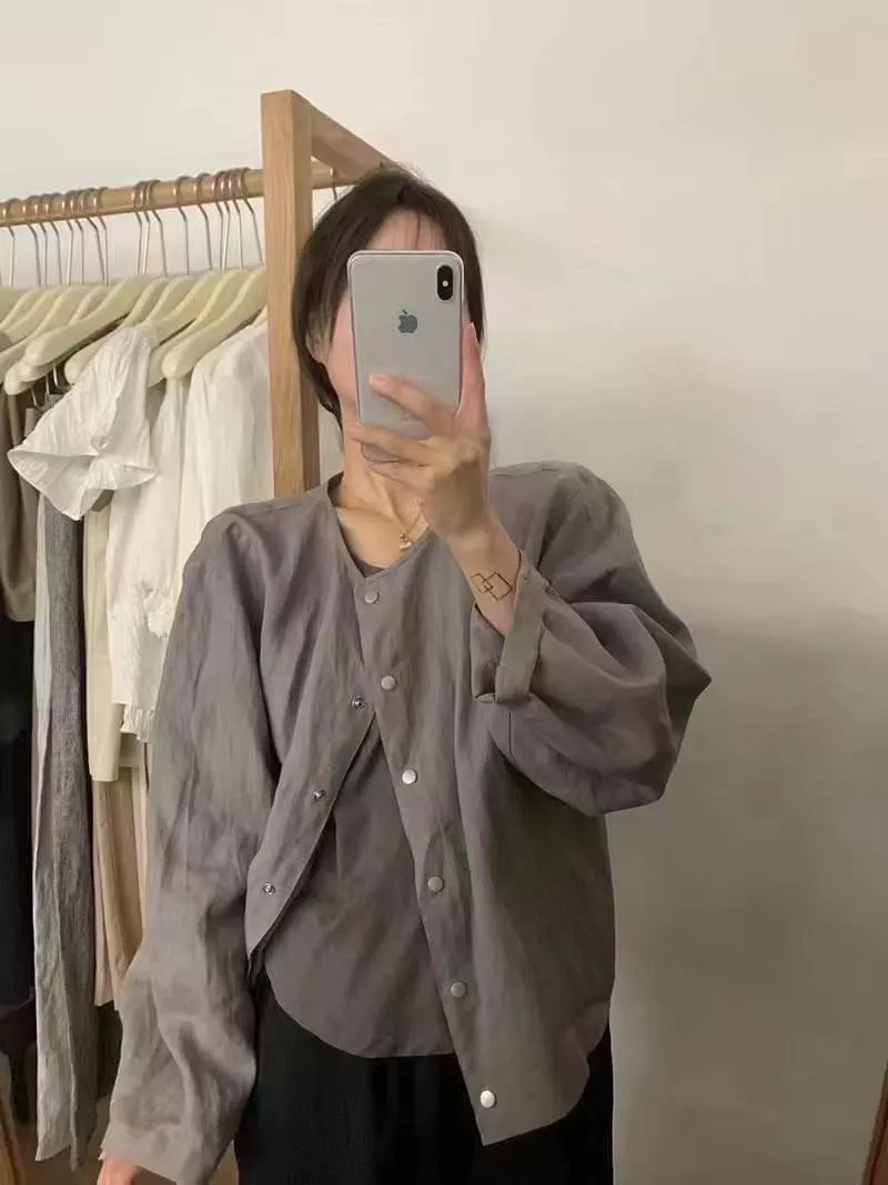 日系棉麻簡約薄外套