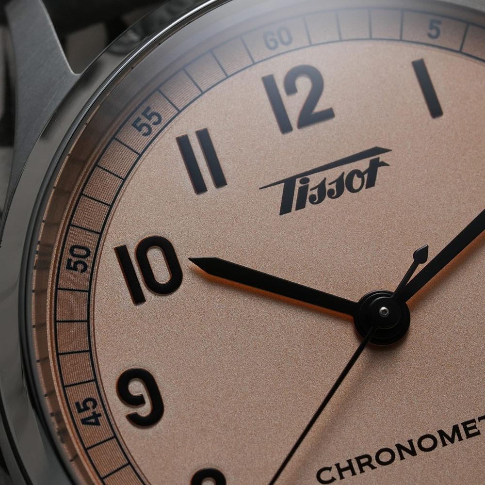 TISSOT 天梭 官方授權 Heritage 1938 COSC 天文台認證機械錶-T1424641633200鮭魚粉