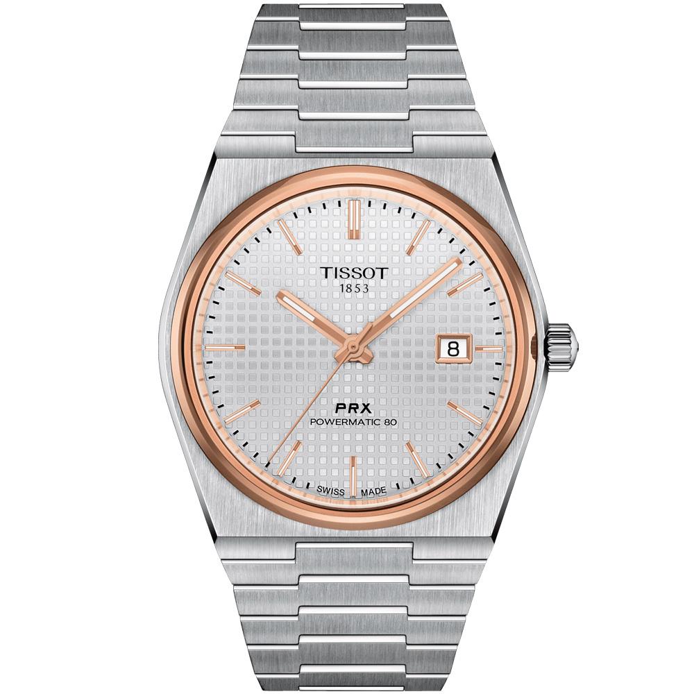 TISSOT 天梭 官方授權 PRX POWERMATIC 80 經典旗艦機械對錶-T1374072103100+T1372071111100