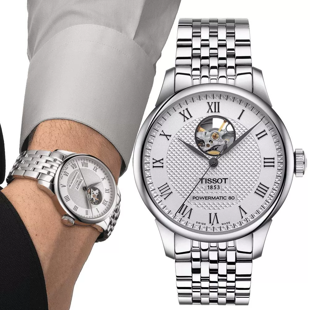 TISSOT 天梭 官方授權 力洛克系列 開芯機械錶-T0064071103302/銀39.3mm