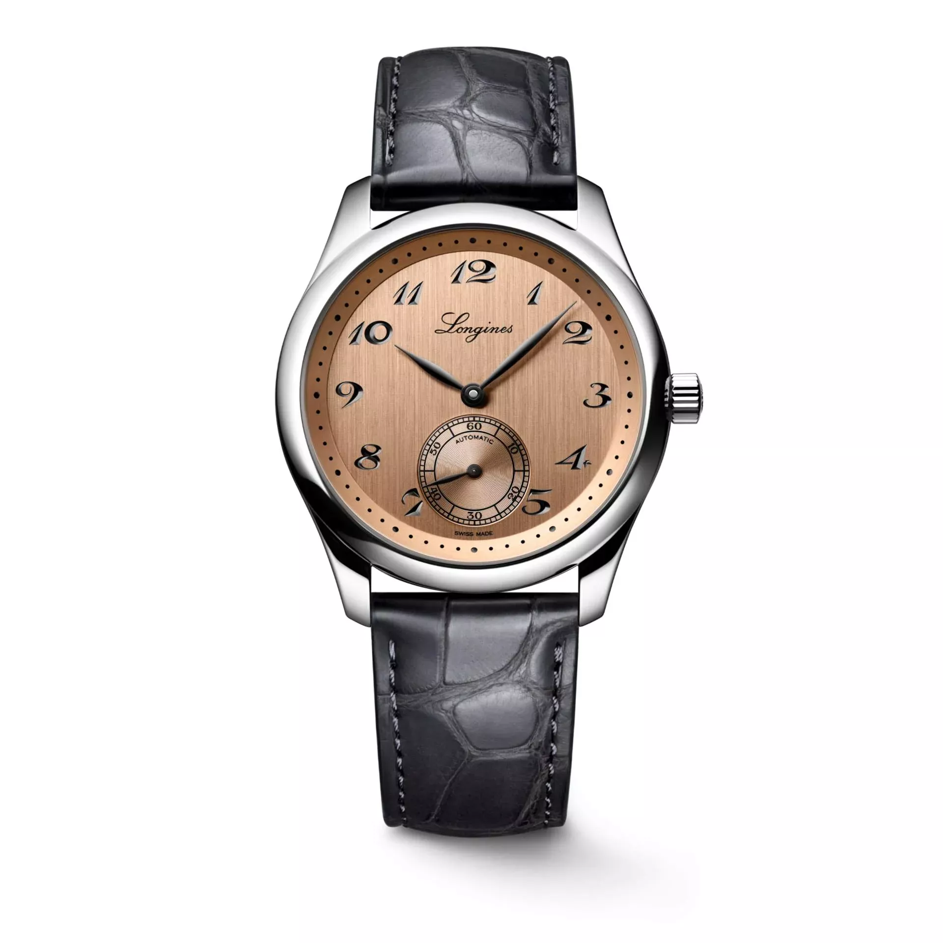 LONGINES 浪琴 MASTER 巨擘系列小秒針機械腕錶鮭魚面 38.50mm L28434932