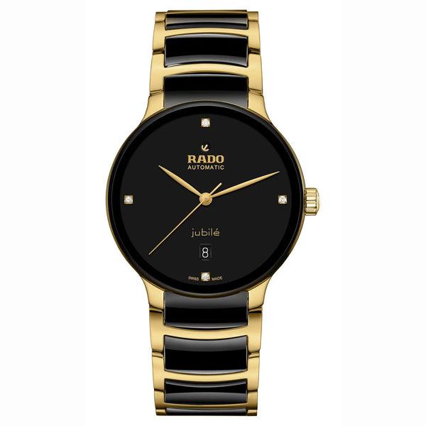 RADO 雷達錶 Centrix 晶萃系列鑲鑽PVD黃色金陶瓷機械腕錶 39.5 mm R30008712