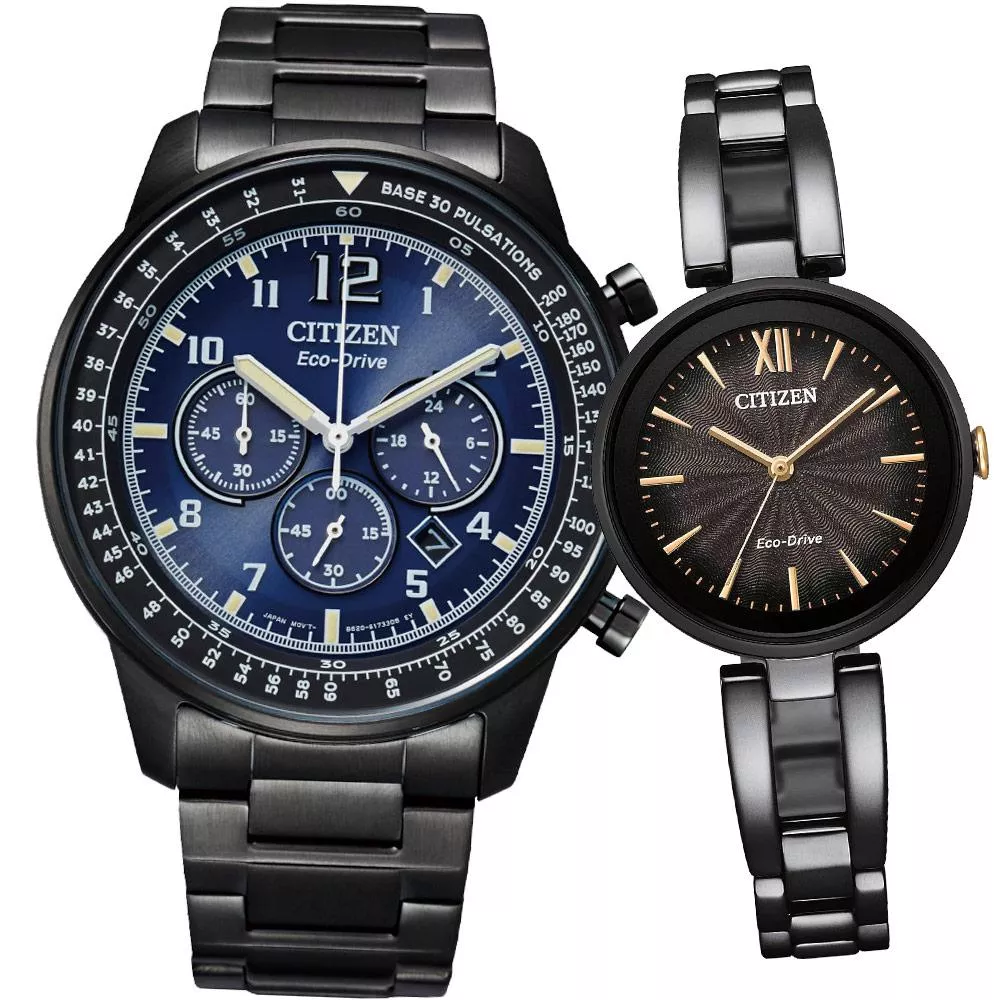 CITIZEN 星辰 Eco-Drive 愛的聚焦光動能對錶(CA4505-80M+EM0804-87E) CITIZEN 星辰 Eco-Drive 愛的聚焦光動能對錶(CA4505-80M+EM0804-87E)