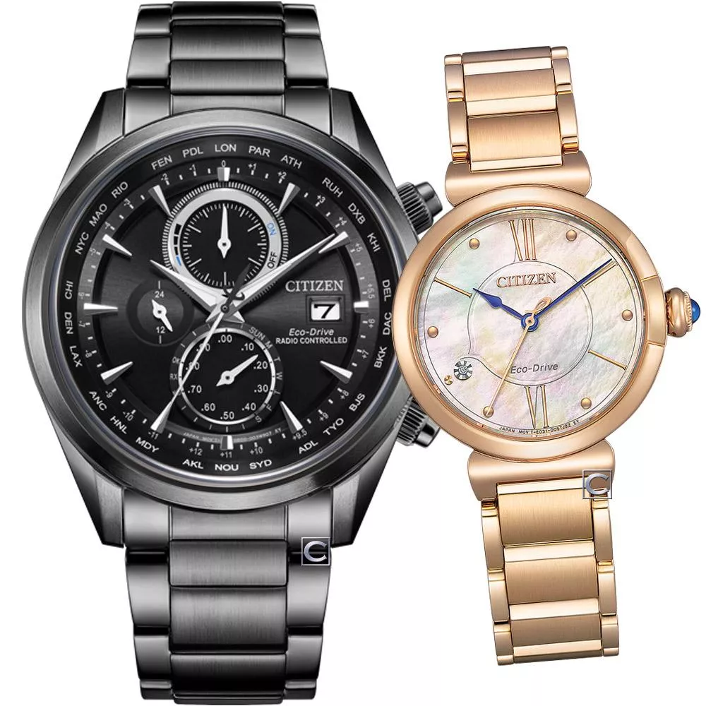 CITIZEN 星辰 Eco-Drive 相伴一生光動能對錶-AT8265-81E+EM1073-85Y CITIZEN 星辰 Eco-Drive 相伴一生光動能對錶-AT8265-81E+EM1073-85Y