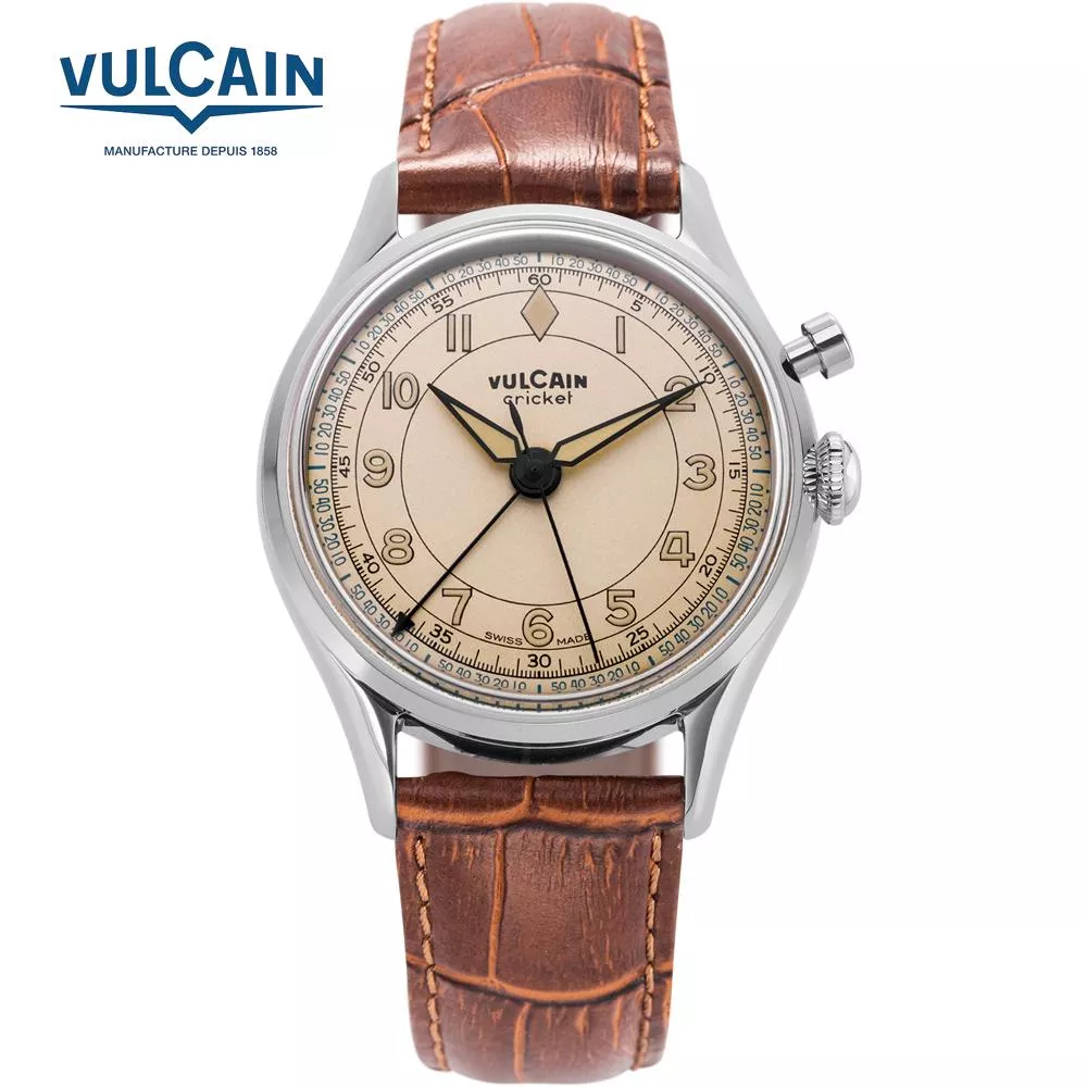 VULCAIN 窩路堅 總統系列 奶油面 手上鍊鬧鈴機械錶 響鈴錶 手錶-100168B77.BAC228 VULCAIN 窩路堅 總統系列 奶油面 手上鍊鬧鈴機械錶 響鈴錶 手錶-100168B77.BAC228