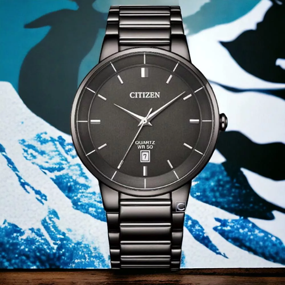 CITIZEN 星辰 紳士 日期 不鏽鋼手錶 男錶 藍色 送禮推薦-BI5127-51H