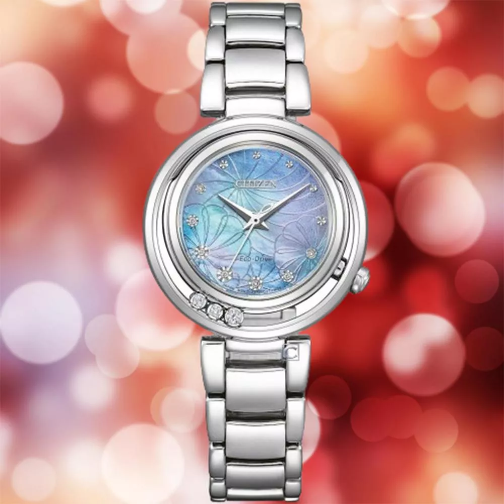 CITIZEN 星辰 L系列 盛開的罌粟花 鑽石光動能女錶 不鏽鋼錶 EM1110-81N CITIZEN 星辰 L系列 盛開的罌粟花 鑽石光動能女錶 不鏽鋼錶 EM1110-81N