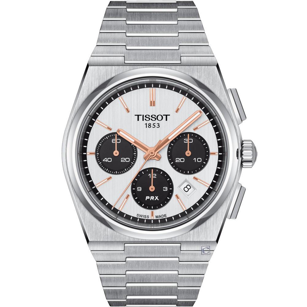 TISSOT 天梭 官方授權 PRX系列 熊貓計時機械腕錶-42mm T1374271101100