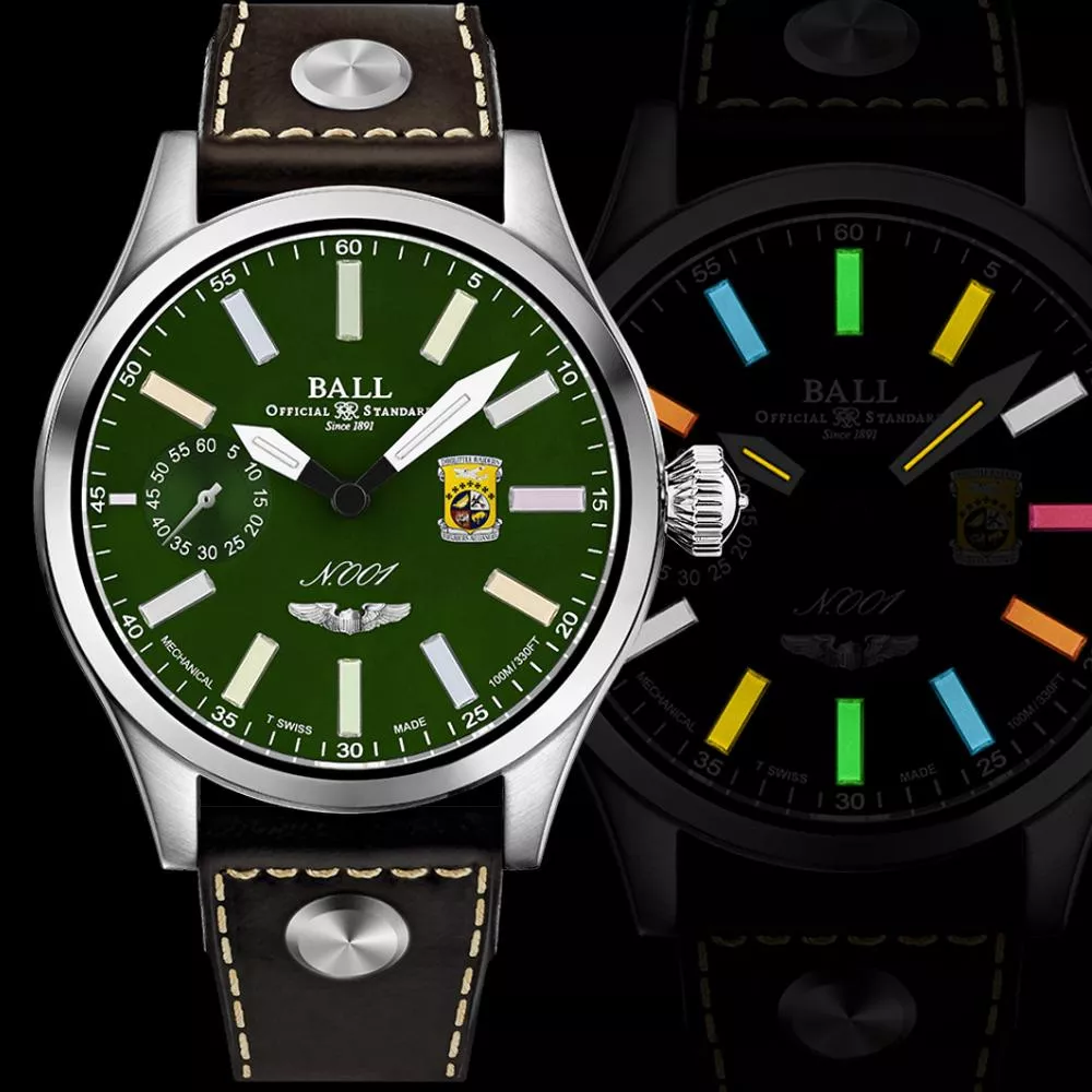 BALL 波爾錶 Engineer Master II 杜立特突擊隊80周年紀念彩虹燈管手上鍊機械腕錶(NM2638C-L1-GRR)綠/46mm