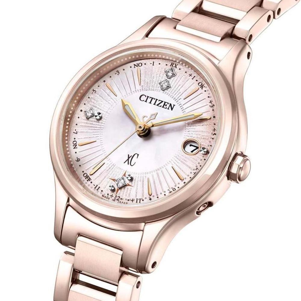 CITIZEN 星辰錶 xC 光動能 鈦金屬 時尚女錶-ES9497-61X/玫瑰金色