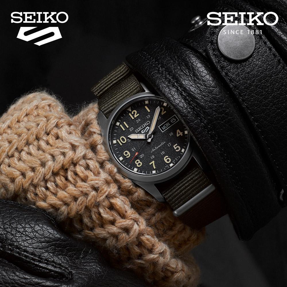 SEIKO 精工 5 Sports 軍風 機械錶 男錶 手錶 帆布錶帶 (4R36-13P0C/SRPJ85K1)