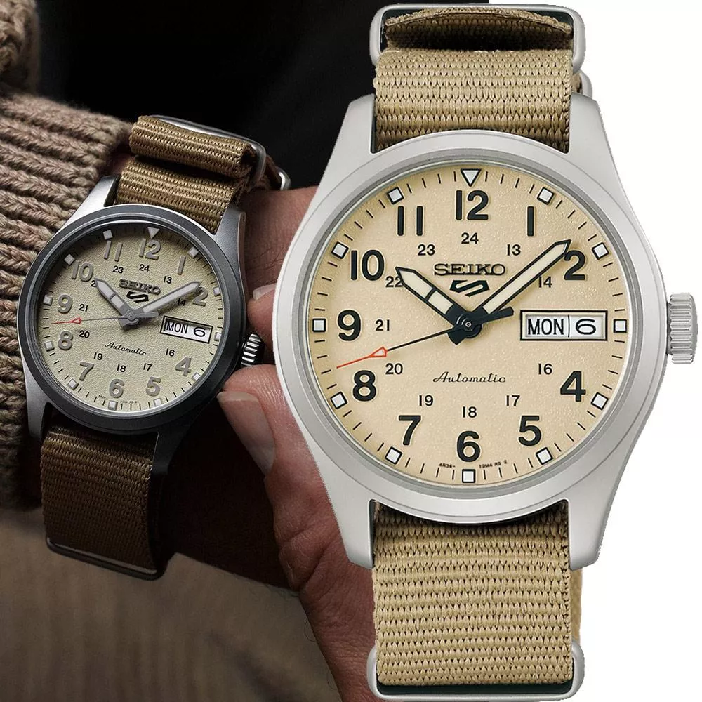 SEIKO 精工 5 Sports 軍風 卡其色機械錶(4R36-13P0U/SRPJ83K1) SEIKO 精工 5 Sports 軍風 卡其色機械錶(4R36-13P0U/SRPJ83K1)
